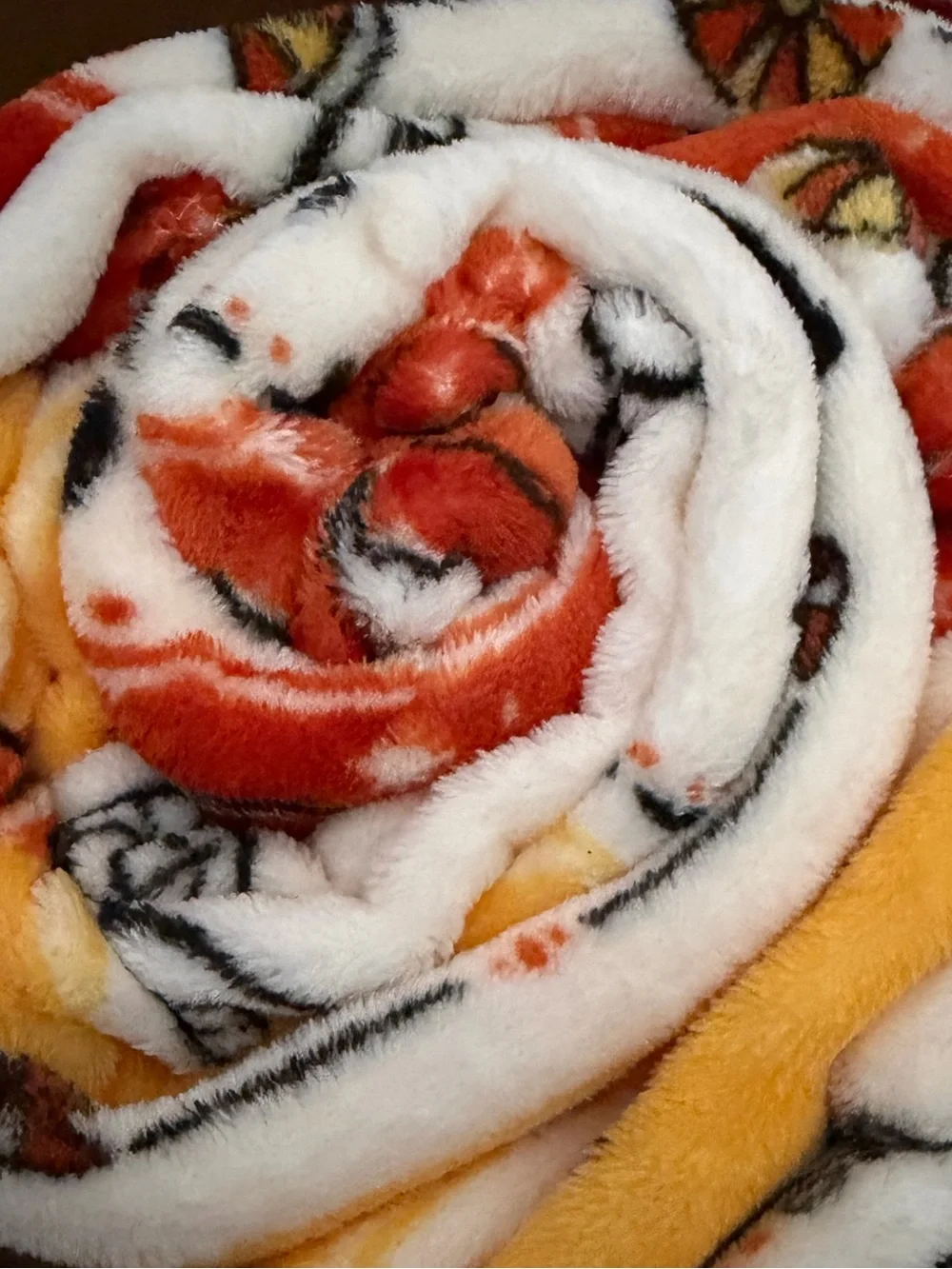Cozy Halloween Cat Print Pet Blanket in Orange, Yellow, Black
